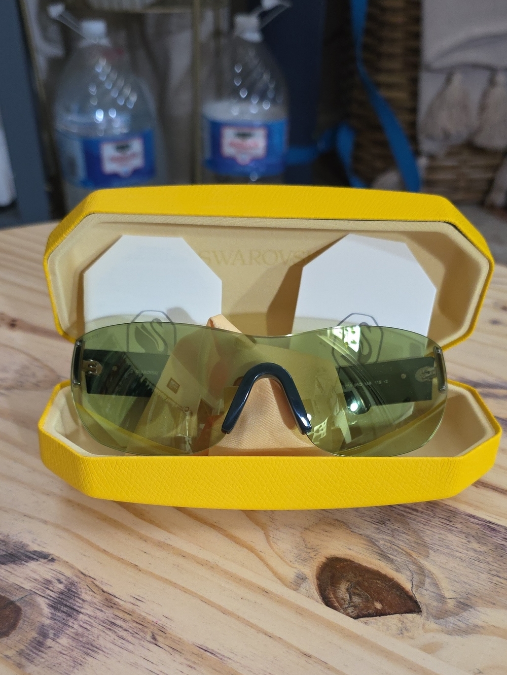Swarovski Shield Sunglasses in Yellow-Green Tint